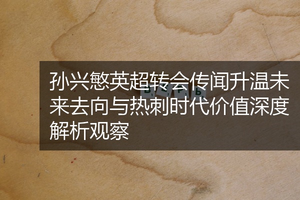 孙兴慜英超转会传闻升温未来去向与热刺时代价值深度解析观察